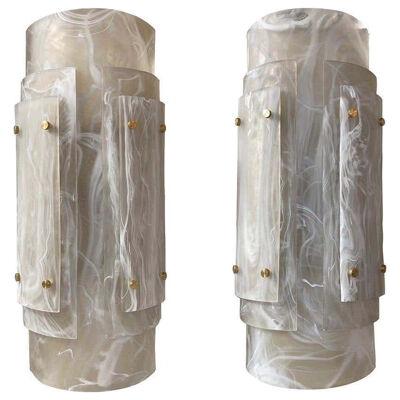 Large Scale Murano Glass and Brass Sconces