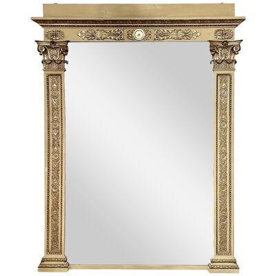 Large Scale Carved and Parcel-Gilt Floor Mirror