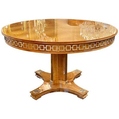 French Exotic Mahogany and Gilt Brass Center Table