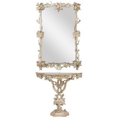 19th Century Carved Wood and Gesso Console with Mirror