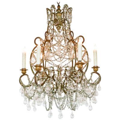 18th Century French Blown Glass and Crystal Chandelier