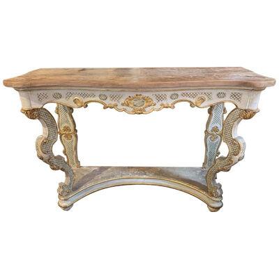 Early 20th Century Scandinavian Carved and Parcel-Gilt Console