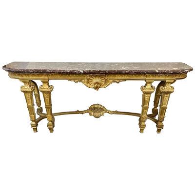 19th Century French Louis XVI Style Large Scale Giltwood Console