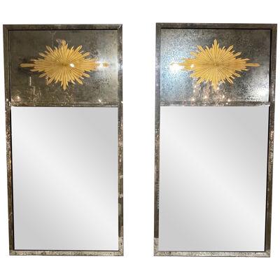 French Jansen Style Eglomise Mirrors