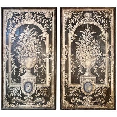 Pair of Italian Painted Wooden Painted Panels