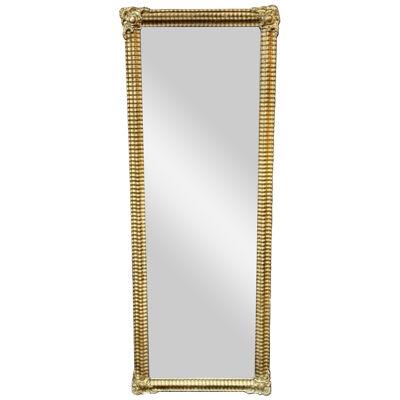 19th Century French Transitional Carved Giltwood Narrow Mirror
