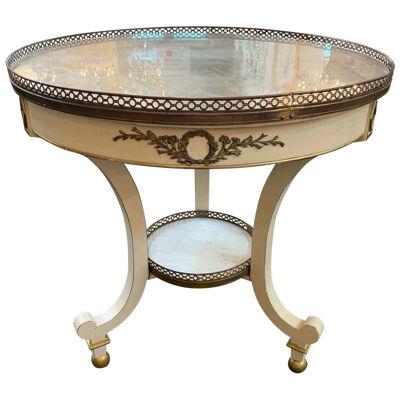 French Jansen Style White Lacquered Brass Occasional Table