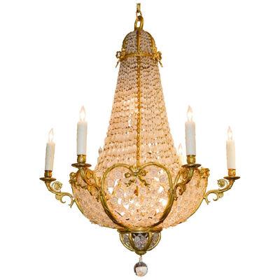 19th Century French Beaded Crystal Chandelier