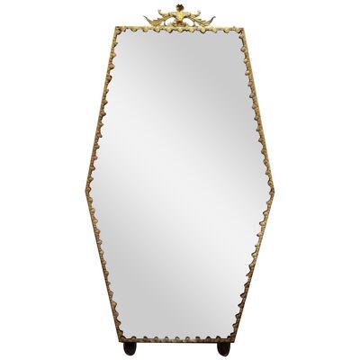 Vintage Murano Etched Glass and Brass Dressing Mirror
