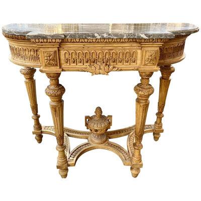 19th Century French Louis XVI Style Carved and Bleached Beechwood Console