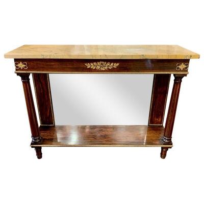 19th Century French Empire Rosewood Console with Sienna Marble Top