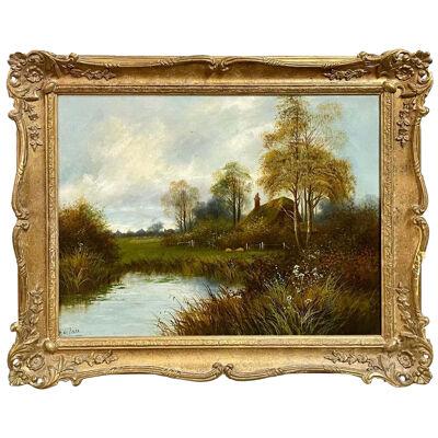 Antique English Oil Painting on Canvas
