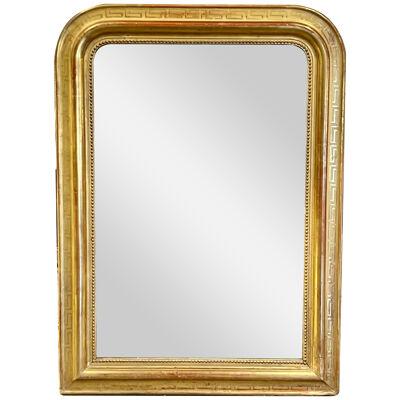 19th Century French Gold Leaf Louis Philippe Mirror with Greek Key Pattern