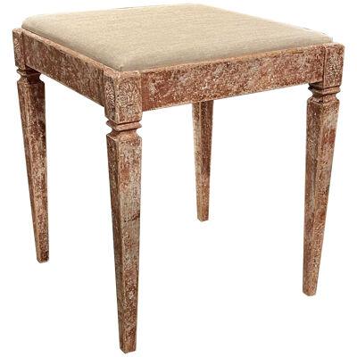 19th Century Swedish Carved and Painted Stool