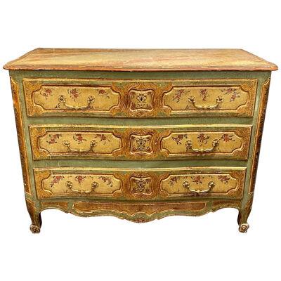 19th Century French Louis XV Style Painted Commode