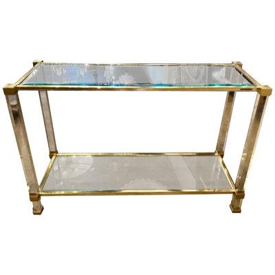 Vintage French Lucite and Brass Console by Pierre Van Del