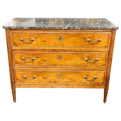 19th Century French Directoire Walnut Commode with Marble Top