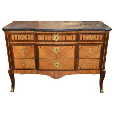 19th Century French Transitional Inlaid Commode