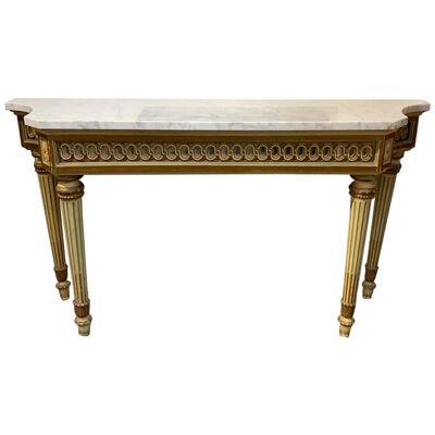 Antique Italian Carved and Painted Console with Marble Top