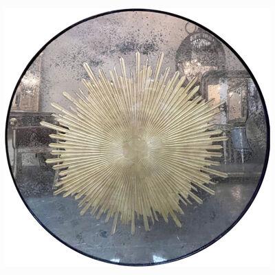 Modern Jansen Style Egolmise Distressed Sunburst Mirror