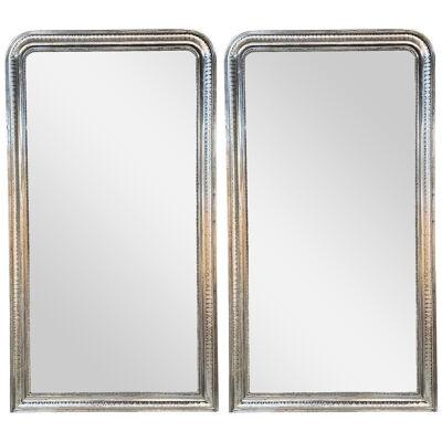 Pair of Large Scale Silver Louis Philippe Mirrors