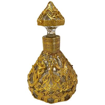 19th Century French Baccarat Style Dore Bottle