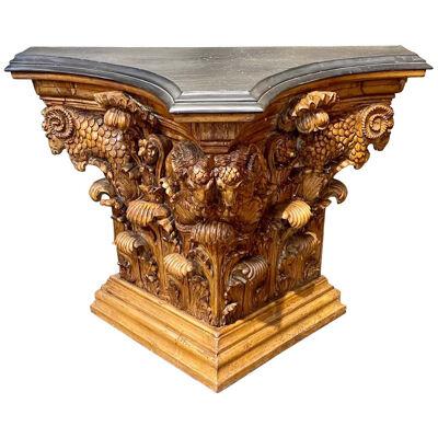 19th Century Austrian Carved Pine Neo Classical Console with Slate Top