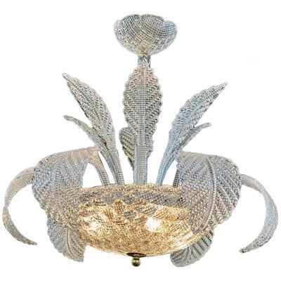 Murano Clear leaf Glass Chandelier