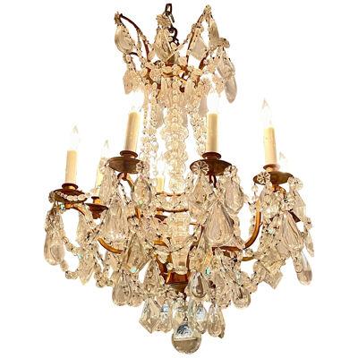 19th Century French Baccarat Style Gilt Bronze and Crystal Chandelier