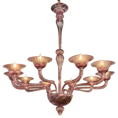 Modern Amethyst Murano Glass Chandelier with 10 Arms