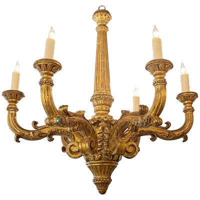 19th Century Italian Carved and Giltwood Large Scale Chandelier