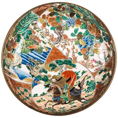 Japanese Kutani porcelain large polychrome bowl 