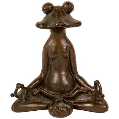 Japanese bronze frog in meditation with a lotus - by Dôchû (銅虫)