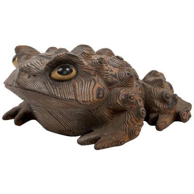 Japanese wooden toad okimono