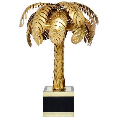 Brass palm tree lamp by Christian Techoueyres for Maison Jansen 1970s 