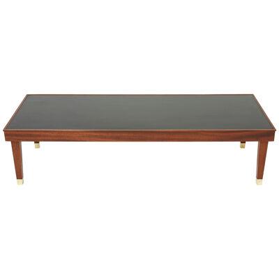 Jacques Adnet mahogany brass modernist coffee table 1950s 