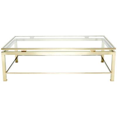 French Brass two-tier coffee table Guy Lefevre for Maison Jansen 1970s