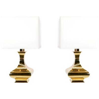Rare Pair of Maria Pergay Brass Table Lamps, 1970s