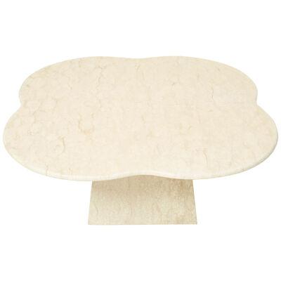 Large clover shaped coffee table made of Italian travertine 1970s 