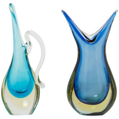 Set of two small vases Sommerso Murano glass 1970s