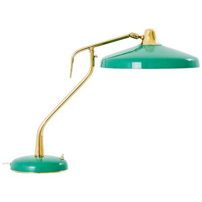 Oscar Torlasco for Stilux Milano table lamp green metal brass 1950s 