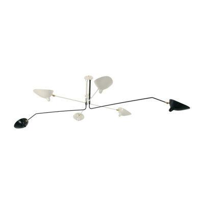 Ceiling Lamp 6 Rotating Arms Black & White by Serge Mouille