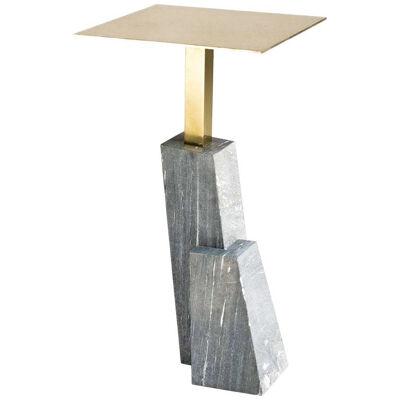 KEP T-Table, Brass and Marble, Signed Noro Khachatryan