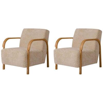 Set of 2 Sheepskin Arch Lounge Chairs by Mazo Design