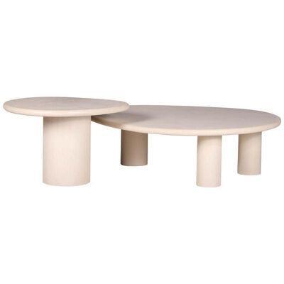 Handmade Outdoor Rock-Shaped Natural Plaster Table Set by Philippe Colette
