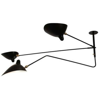 Ceiling Lamp 2 Still Arms and 1 Rotating Curved by Serge Mouille