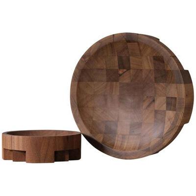 Pair of Disk Trays, African Walnut, Signed by Arno Declercq