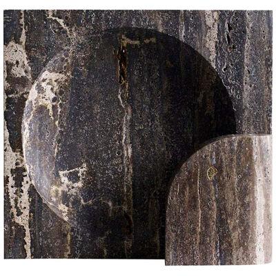 Block, Sculpted Black Travertine Table Lamp by Henry Wilson