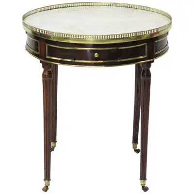 Louis XVI Gueridon / Petite Bouillotte Table with White Marble Top