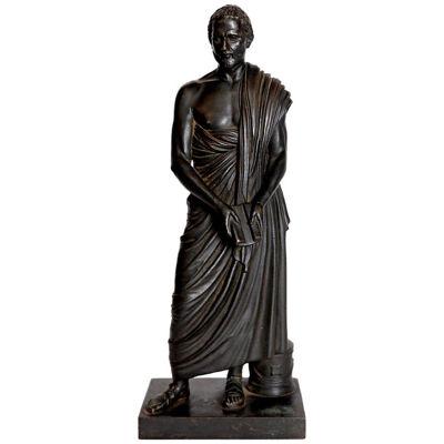 Grand Tour Souviner / Patinated Bronze Sculpture of Sophocles, 'Greek Tragedian'